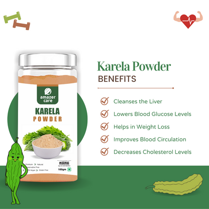 AmazerCare Karela Powder - Pure Bitter Melon Extract For General Wellness & Healthy Living