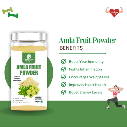 AmazerCare Moriga & Amla Powder Combo (2 Jars, 100/200gm) - Super Immune Booster Combo, Pure & Natural For Eating & Drink, For Detox & Health, Antioxidants