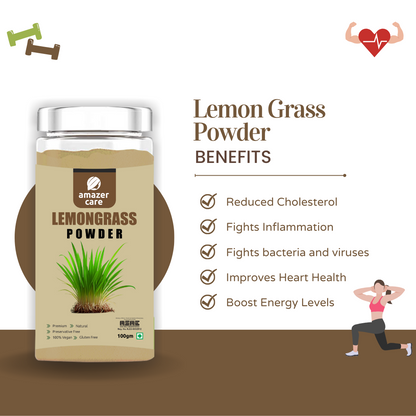 AmazerCare Pure Lemongrass Powder - Aromatic Flavor Enhancer | For Tea, Cooking and Seasoning | All-Natural Culinary Grade | 100% Pure Lemon grass