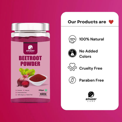 AmazerCare Beetroot Powder (Dehydrated) - Nitric Oxide Superfood For Eating & Drink, Immunity Booster, Full of Nutrients