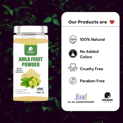 AmazerCare Amla Fruit Powder, Vitamic C Rich Superfood, Dietary Fiber, Pure & Natural Dehydrated Powder For Eating & Drink, Immunity Booster