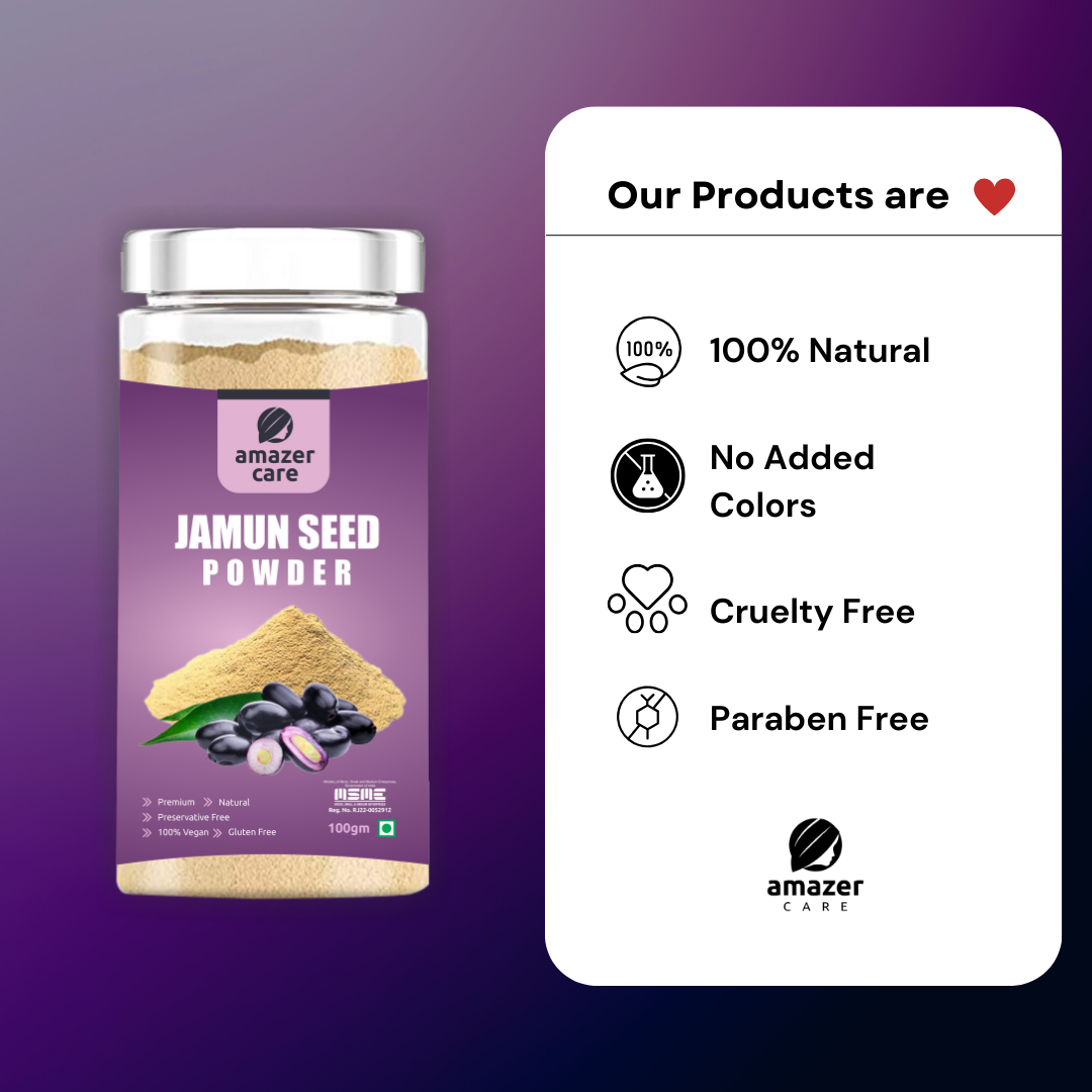 AmazerCare Jamun Seed Powder - Natural Blood Sugar Support and Antioxidant Boost (Jamun Guthli Powder, Jar)