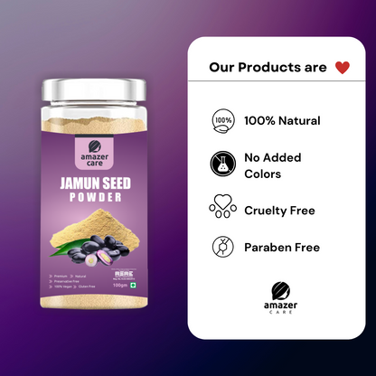 AmazerCare Jamun Seed Powder - Natural Blood Sugar Support and Antioxidant Boost (Jamun Guthli Powder, Jar)