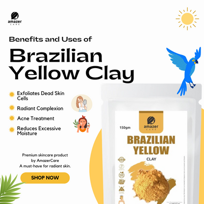 AmazerCare Brazilian Yellow Clay Powder | Anti-aging Face pack | Removes Blackheads | 100% Natural