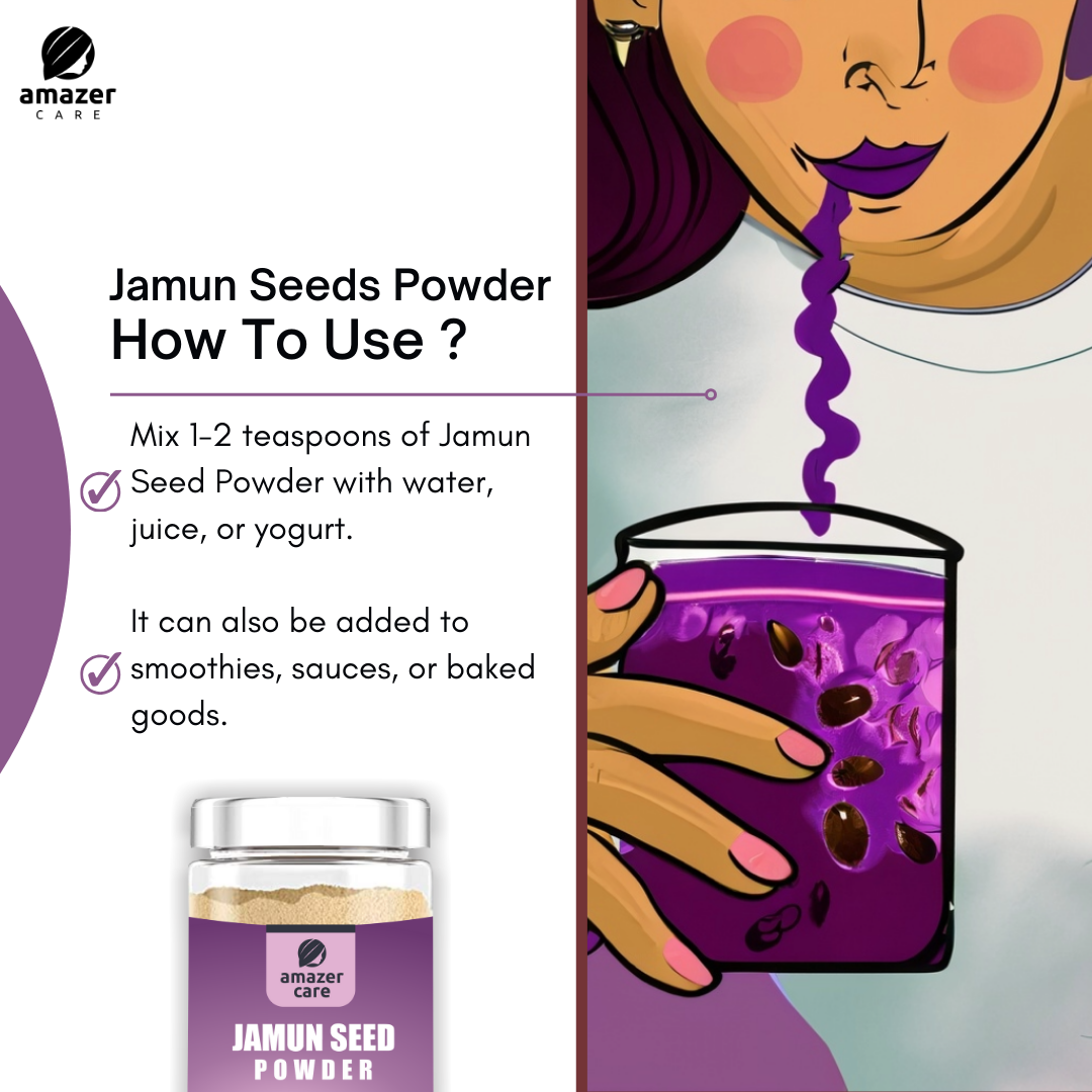 AmazerCare Jamun Seed Powder - Natural Blood Sugar Support and Antioxidant Boost (Jamun Guthli Powder, Jar)