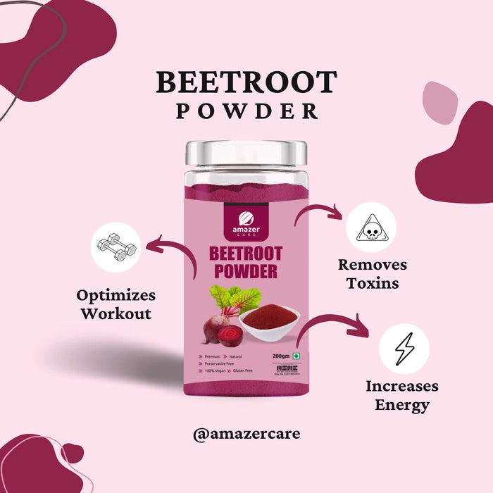 AmazerCare Beetroot Powder (Dehydrated) - Nitric Oxide Superfood For Eating & Drink, Immunity Booster, Full of Nutrients