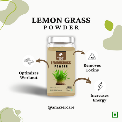 AmazerCare Pure Lemongrass Powder - Aromatic Flavor Enhancer | For Tea, Cooking and Seasoning | All-Natural Culinary Grade | 100% Pure Lemon grass