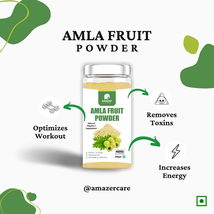 AmazerCare Amla Fruit Powder, Vitamic C Rich Superfood, Dietary Fiber, Pure & Natural Dehydrated Powder For Eating & Drink, Immunity Booster