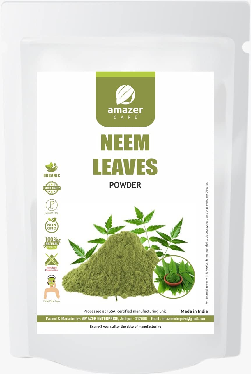 AmazerCare Neem Leaf Powder For Face Pack And Hair Pack | 100% Natural, Anti Acne, Anti Dandruff