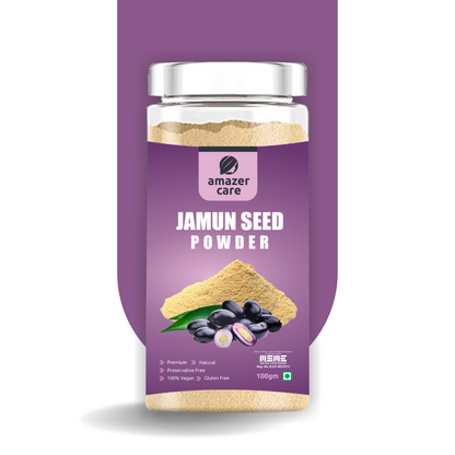 AmazerCare Jamun Seed Powder - Natural Blood Sugar Support and Antioxidant Boost (Jamun Guthli Powder, Jar)