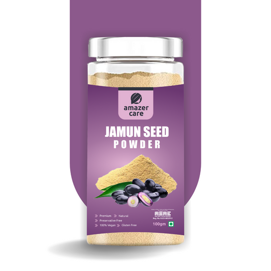 AmazerCare Jamun Seed Powder - Natural Blood Sugar Support and Antioxidant Boost (Jamun Guthli Powder, Jar)