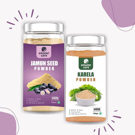 AmazerCare Karela Powder and Jamun Seed Powder Combo - Natural Blood Sugar Support and Wellness