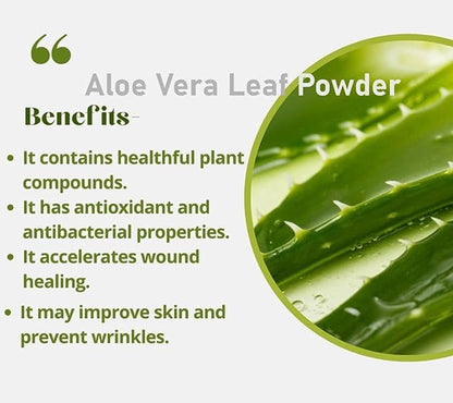 AmazerCare Aloe Vera Powder 100% Natural, Whole Leaf powder for moisturizing, healing, soothing Face Pack/Hair Care for Healthy Hair & Growth