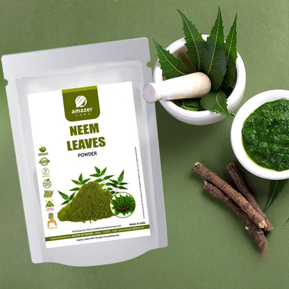 AmazerCare Neem Leaf Powder For Face Pack And Hair Pack | 100% Natural, Anti Acne, Anti Dandruff