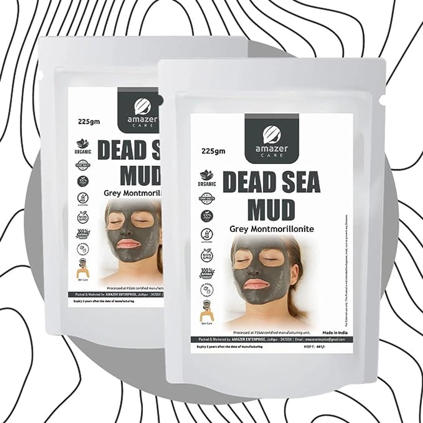 AmazerCare Dead Sea Mud Powder for Face Pack, Body & Hair | Natural Dead Sea Mud Mask for Face, Clay Face Mask