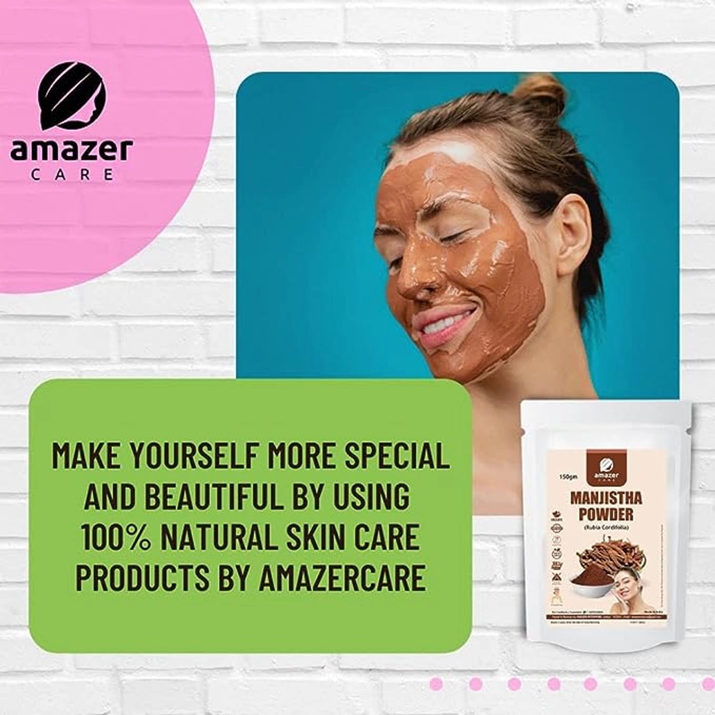 AmazerCare Manjistha Powder 100% Pure & Natural (Rubia Cordifolia), for Face, Skin & Hair Care, Indian Madder Root Powder