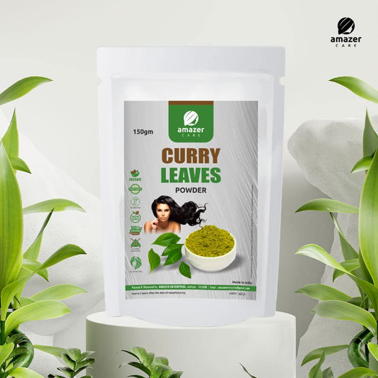 AmazerCare Curry Leaves Powders 100% Natural (Kadi Patta/Curry Leaf Powder) for Hair Mask (Zipper Pouch)