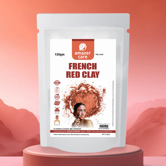 AmazerCare French Red Clay for Face, Body & Hair Purifying, Revitalizing & Nourishing