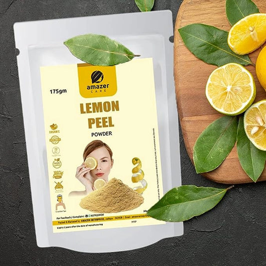 AmazerCare Lemon Peel Powder for Face, Body & Hair | 100% Natural, De Tan, Vitamin C Face Pack for Instant Glow