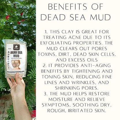 AmazerCare Dead Sea Mud Powder for Face Pack, Body & Hair | Natural Dead Sea Mud Mask for Face, Clay Face Mask