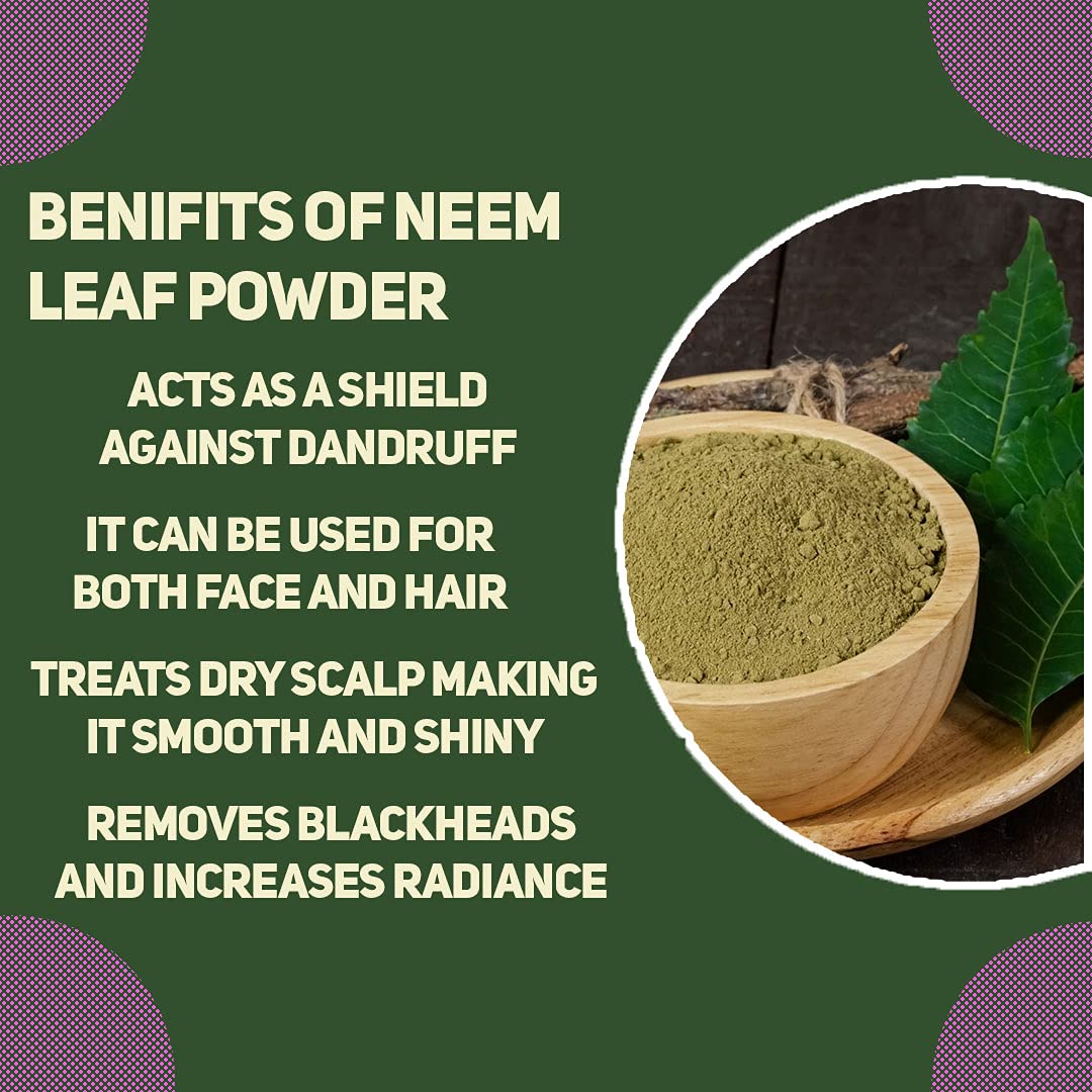 AmazerCare Neem Leaf Powder For Face Pack And Hair Pack | 100% Natural, Anti Acne, Anti Dandruff