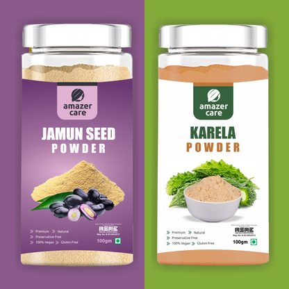 AmazerCare Karela Powder and Jamun Seed Powder Combo - Natural Blood Sugar Support and Wellness