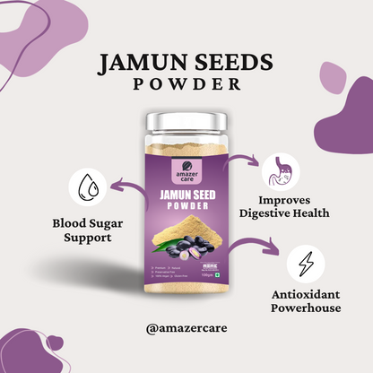 AmazerCare Jamun Seed Powder - Natural Blood Sugar Support and Antioxidant Boost (Jamun Guthli Powder, Jar)