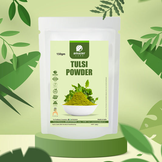 AmazerCare Natural Tulsi Powder for Hair Care | Face | Skin | Holy Basil Powder