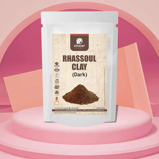 AmazerCare 100% Pure Rhassoul Clay | Skin & Hair Care | Face pack | 100% Natural, Dark Rhassoul Clay