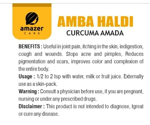 AmazerCare Amba Haldi Powder | Kasturi Haldi Powder (100gm Jar Packing) | Immunity Booster, Anti-Oxidant | Face pack for Skin Whitening | Wild Turmeric Powder