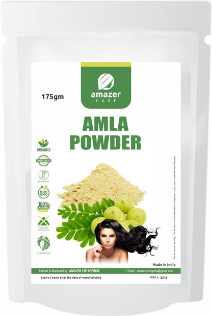 AmazerCare Natural Amla Powder 100% Pure and Chemical Free | Indian Gooseberry Powder for Healthy Hair & Nourishment